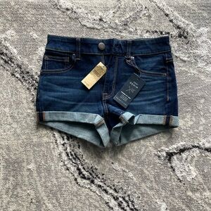 American Eagle Outfitters Dark Blue Rolled Cuff Denim Shorts